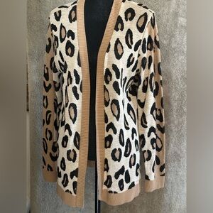 Apt. 9 Tan and Black Leopard Cardigan